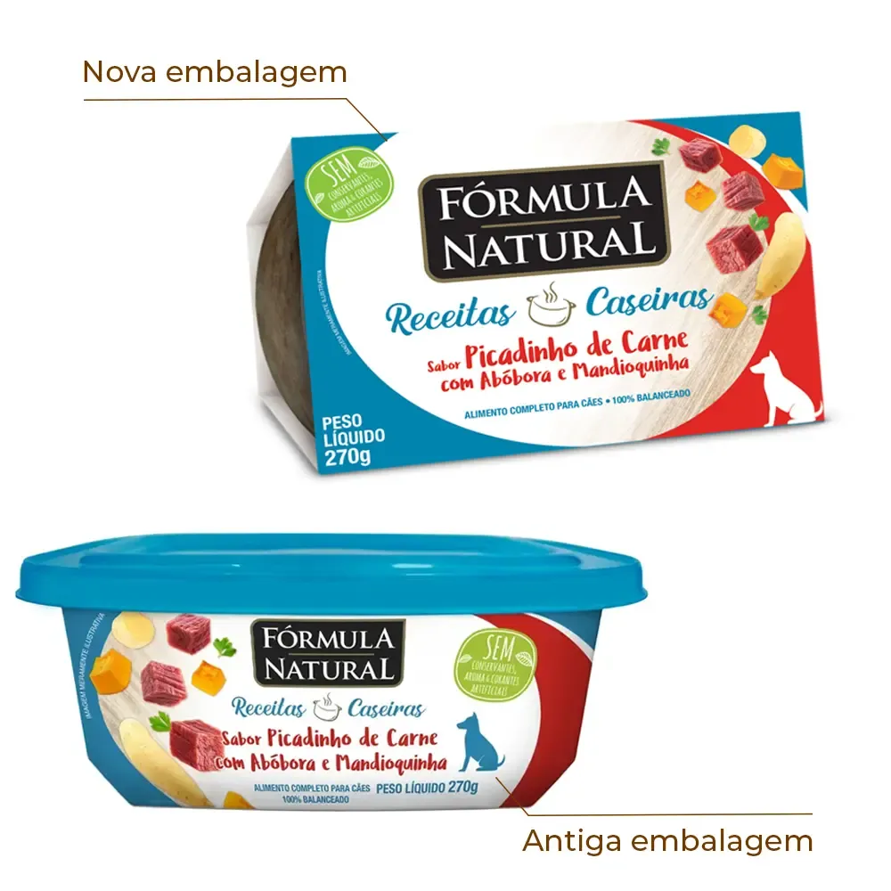 Ração Úmida Fórmula Natural Receita Caseira Cães Picadinho de Carne Abóbora e Mandioquinha
